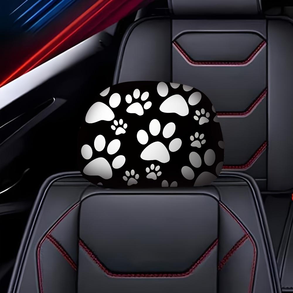 1pc Automotive General Purpose [black and White Dog PAWS] Headrest Protective Cover Car Interior Car Headrest Protective Cover Christmas Gift 1 pcs