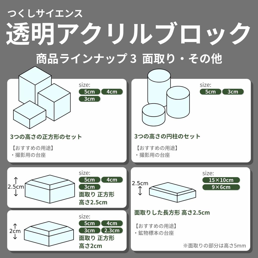 Tsukushi Science Acrylic Block, 150 X 100 X 25mm, Beveled Base, Cube, Display Stand, Square, Clear, Display Base, E150-100-25*1