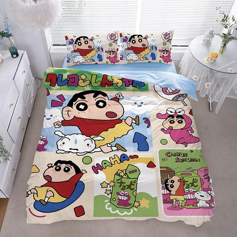 Cartoon Shin-Chan Duvet Cover Luxury Crayon Shin-Chan Bedding Set Pillowcase 2/3/Pcs Adult Children Gift Single Double
