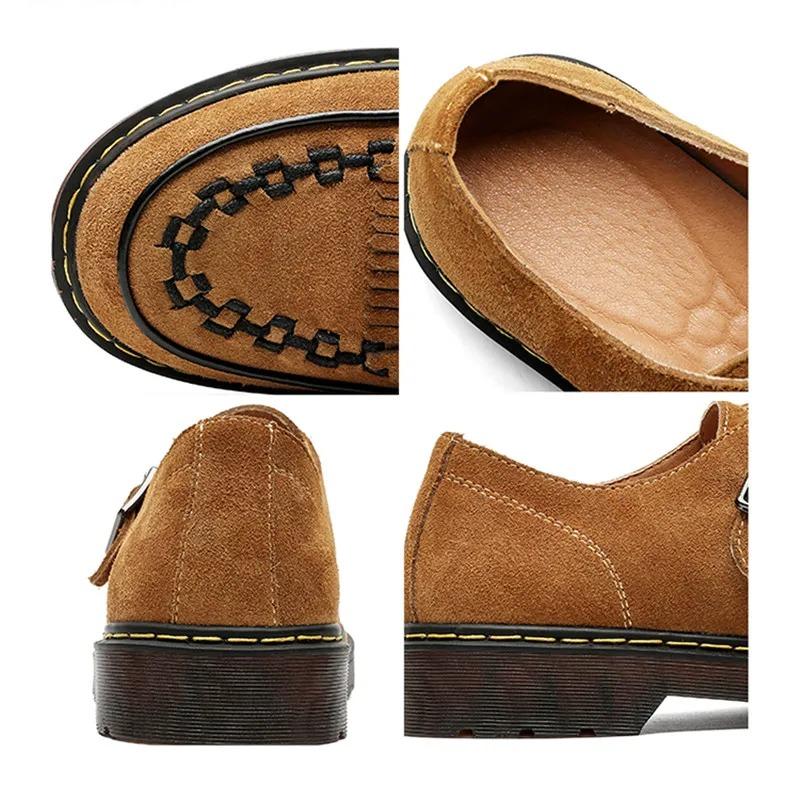 Retro Suede Leather Shoes Tassel Lightweight Flats Loafers Casual Shoes Thick Platform Luxury Fashion Formal Shoe