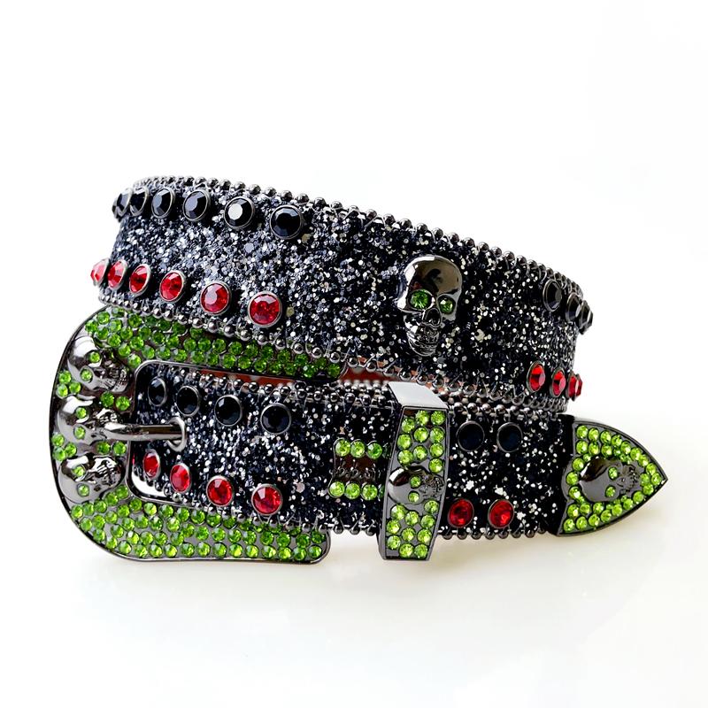 Punk Rock Rhinestone Western Belts Fashion Luxury Studded Belts Strap Diamond Bling Belts Cowgirl Cowboy Belt for Goth Jeans
