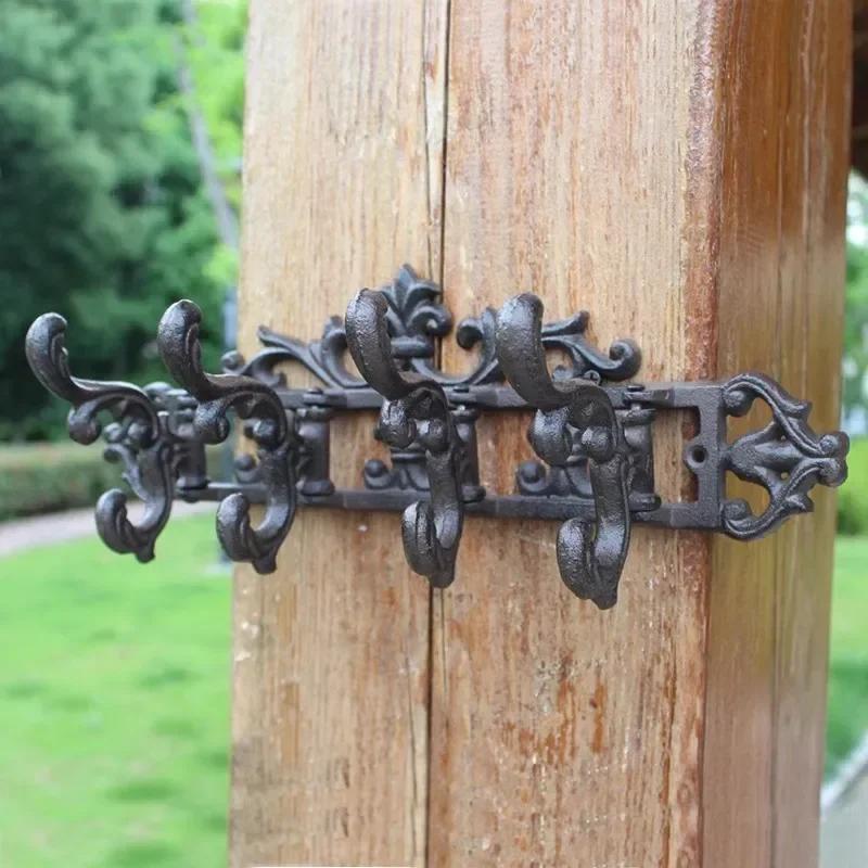 Letter Shape Hooks Metal Cast Iron Classical Retro Garden Courtyard Wall Decorate Clothes Hat Wall Mounted Rusty Colored Hook