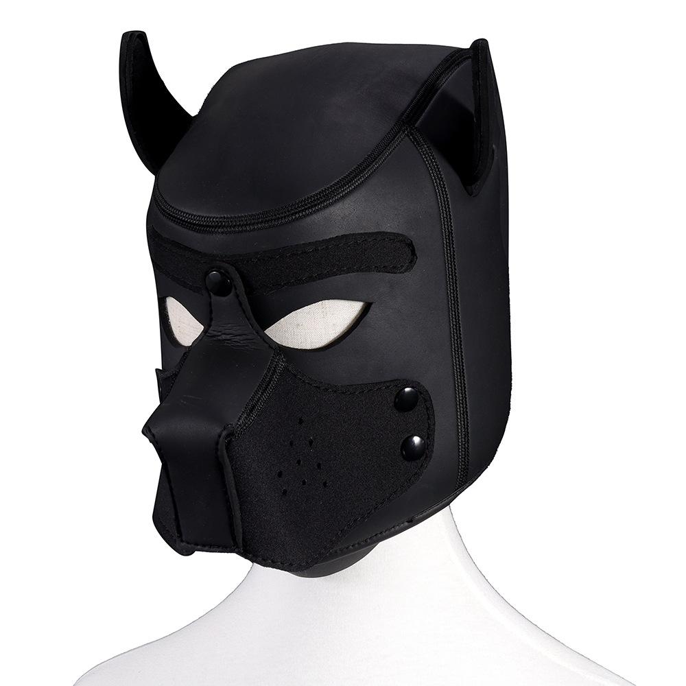 1pc Puppy Hood, Neoprene Silicone Leather Full Head Role Play BDSM Fetish Bondage Hood For Male Sex Games, Sex Toys
