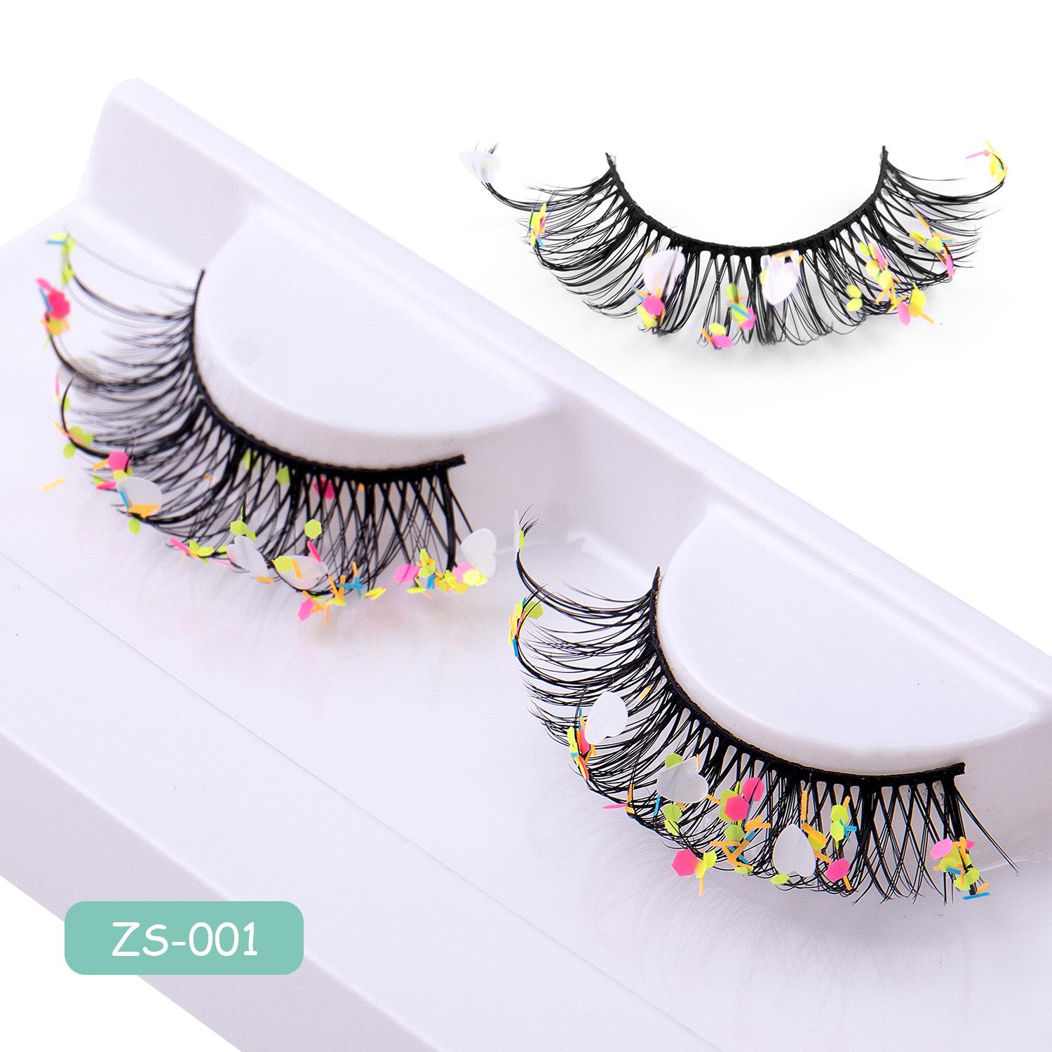 New 1 pair of boxed Halloween eyelashes false eyelashes love butterfly sequins decorative holiday false eyelashes