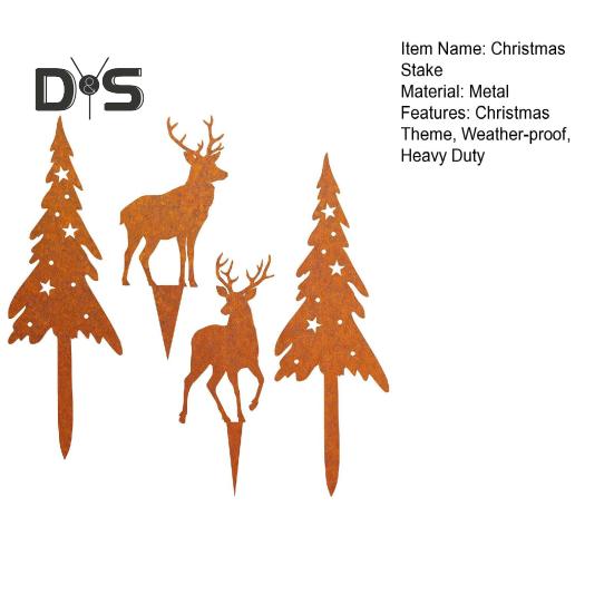 4 Teile/satz Weihnachten Baum Garten Stecker Wetter-proof Heavy Duty Outdoor Terrasse Hof Rasen Metall Elch Silhouette Zeichen Spike Stick dekoration Ornament