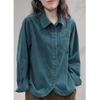 Women Lapel Collar Corduroy Shirt Coat Spring And Autumn Female Long Sleeved Cardigan Blouse Jacket Korean Ladies Blaus Top
