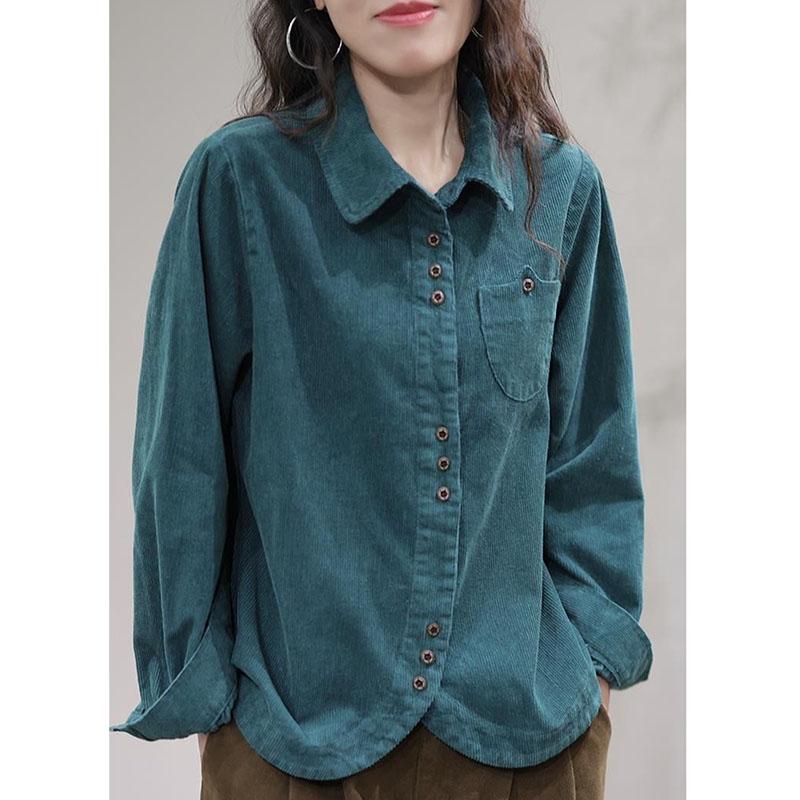 Women Lapel Collar Corduroy Shirt Coat Spring And Autumn Female Long Sleeved Cardigan Blouse Jacket Korean Ladies Blaus Top