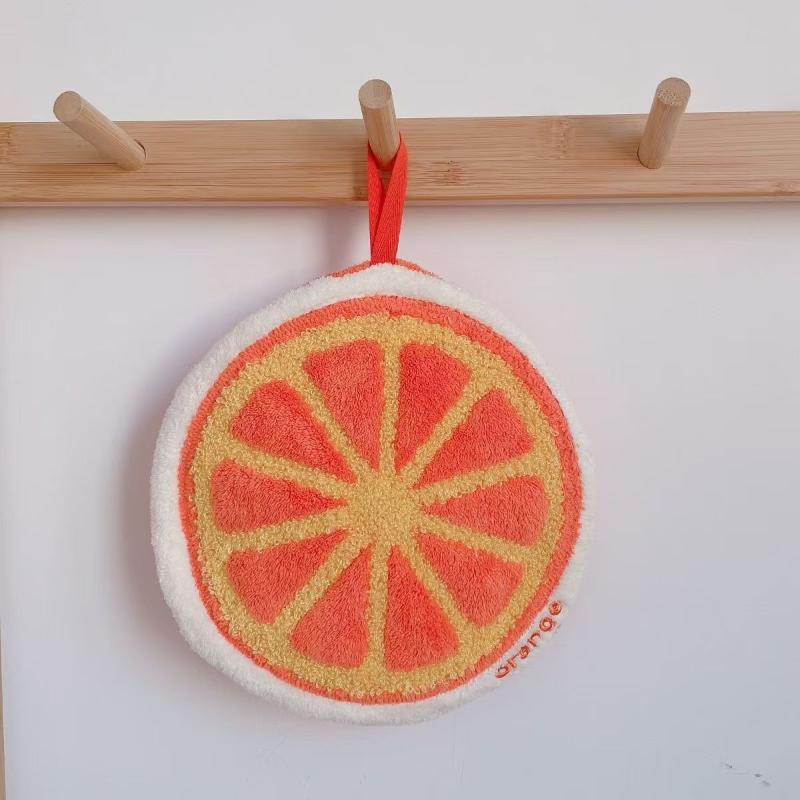 Cartoon Fruit Hand Towel Hanging Absorbent Bathroom Kerchief Coral Fleece Thickened Washcloth
