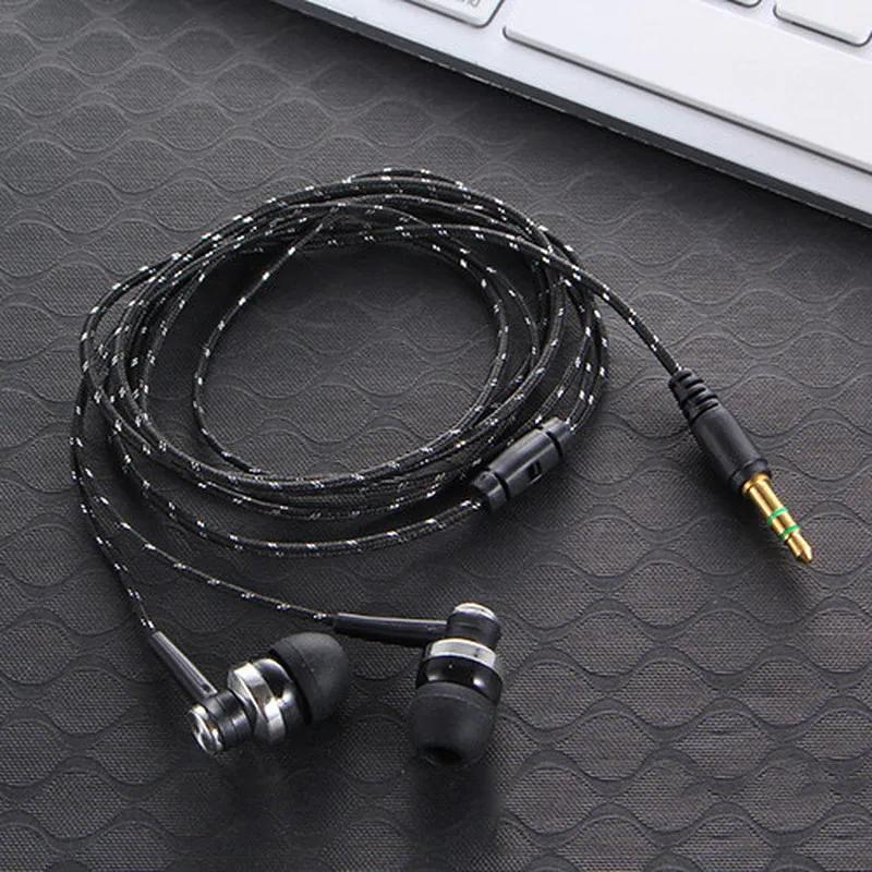 1 écouteur filaire stéréo intra-auriculaire 3,5 mm en nylon tissé, câble pour écouteurs, casque pour ordinateur portable, smartphone, cadeaux
