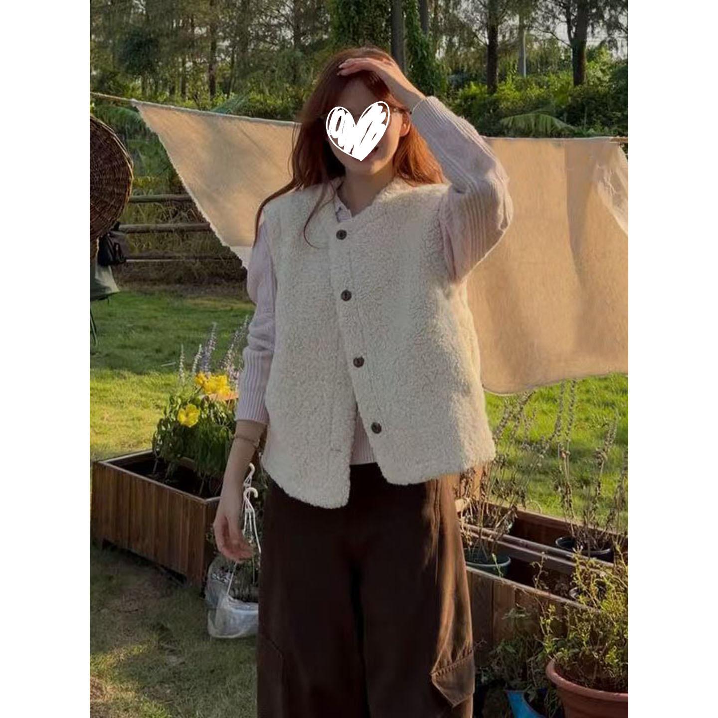 

Korean-style layered knit vest cardigan for women, new autumn collection, casual and soft, versatile sleeveless outerwear S