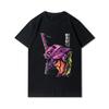 Pánská trička s potiskem Evangelion nadměrných velikostí Bavlněné topy Letní Anime Neformální Černá trička