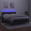Box Spring Bed with Mattress & LED Dark Gray 140x190 Cm Velvet