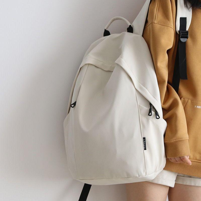 

Junior High School Girls Mixed People Minimalist Style Black and White K-style Large Capacity Ins Style Backpack Waterproof Middle School Students Beige