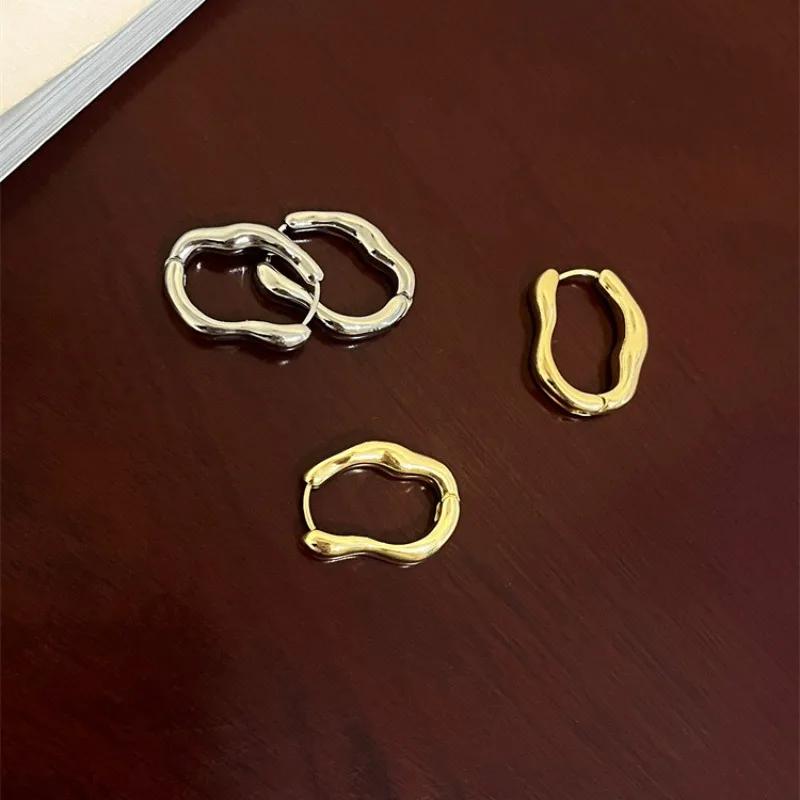 Trend Metal Geometry Hoop Earring Fashion New Design Irregular Minimalist Gold Color Earrings for Women Fashion Jewelry Gift
