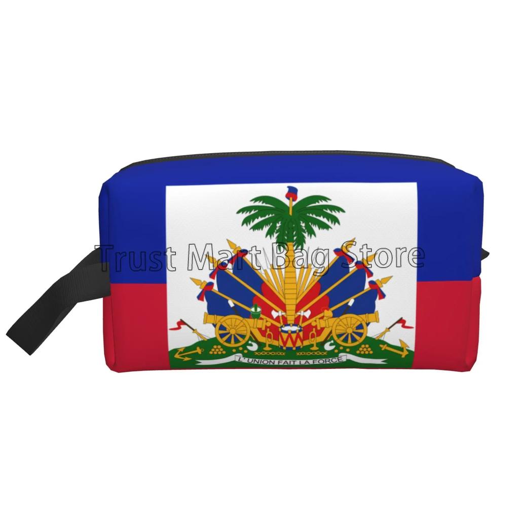 Haitian Flag Print Makeup Bag Cosmetic Bag for Women Large Capacity Make Up Organizer Portable Travel Toiletry Bags Accessories