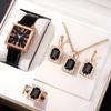 Square Roman Watch Gem Bracelet Set Square Belt Watch + Square Gem Bracelet Set