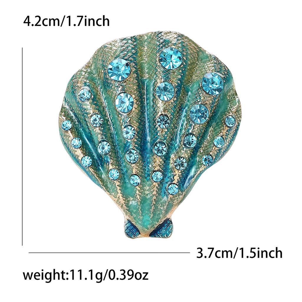 Classic Rhinestone Shell Brooches for Women Unisex Enamel Ocean Pins Friend Event Party New Gifts Jewelry Decoration Accessories