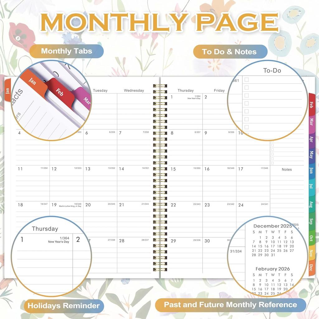 2026 Planner - 2026 Planner Weekly and Monthly from January to December, 9" x 11", Calendar Monthly Planners with Reference Calendar