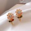 S925 Silver Needle Korean Commuting Earrings with Crystal Flower Petal Design - Simple, Elegant Studs for Women
