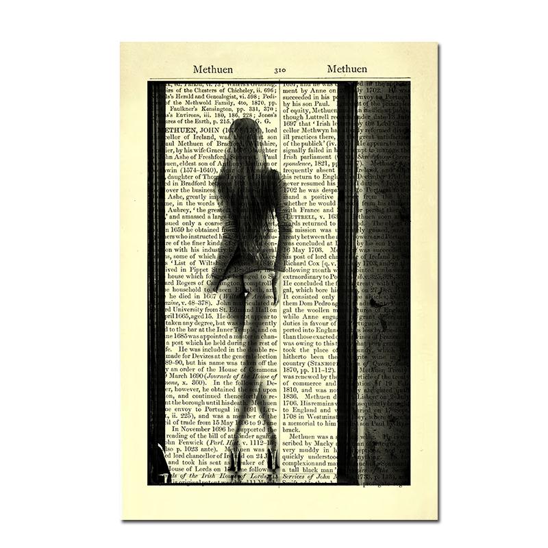 Kreative Zeichnung Vintage Zeitung Wörterbuch Poster und Drucke moderne minimalistische Stil Wand Kunst Leinwand Malerei Home Room Decor