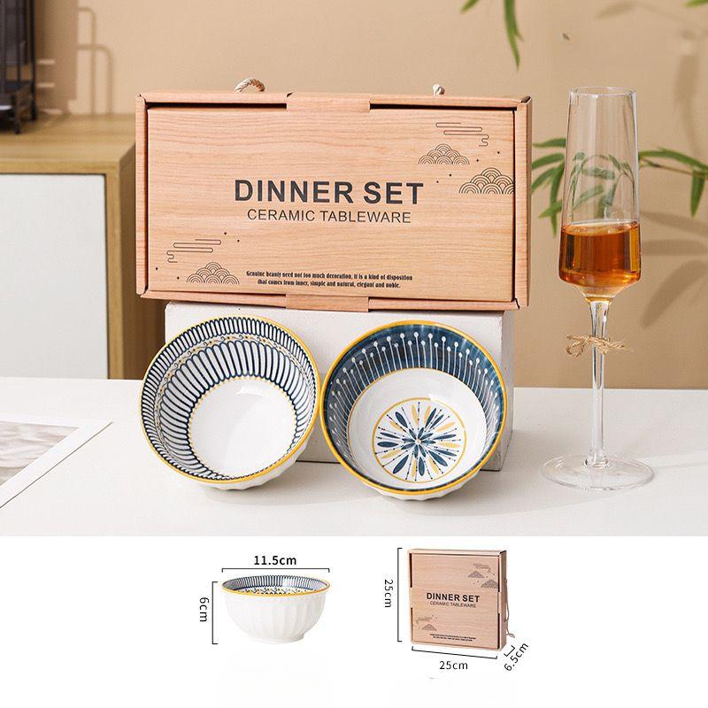 Ceramic Bowl Set High Quality Tableware Kitchen Table Tableware Services Porcelain Bowl Plate Cutlery Gift box New Year s Gift