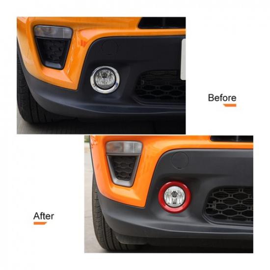 2x Red Car Front Fog Lamp Bezel Decor Cover RingTrim for Jeep Renegade -22