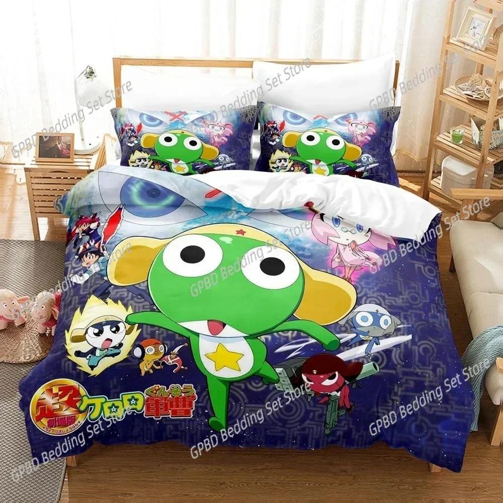 Kawaii Rana Keroro 3D NUOVO Copripiumino Federa Set Biancheria da Letto Adulto Ragazzo Ragazza Decorazione Camera da Letto Bambini Singolo Matrimoniale Grande