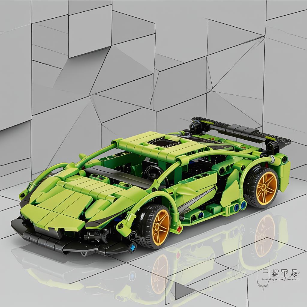 Green Supercar Building Blocks, Technic Racing Model with Gold Wheels, DIY Assembly Bricks, STEM Toy