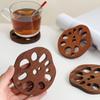 Wood Coasters Cute Decorative Lotus Root Cup Pad Eco-friendly Beech Coaster Reusable Hollow Mats for Tableware Bowl Plate