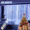 Christmas Curtain LED String Lights Garland Festival 8 Modes USB Remote Control Holiday Wedding Fairy Lights for Bedroom Decor