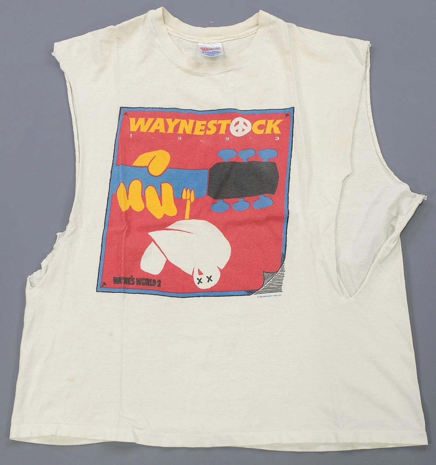 Rare Vintage Wayne’s World 2 Waynestock 1993 Cut Off Sleeves T Shirt 90s White X M