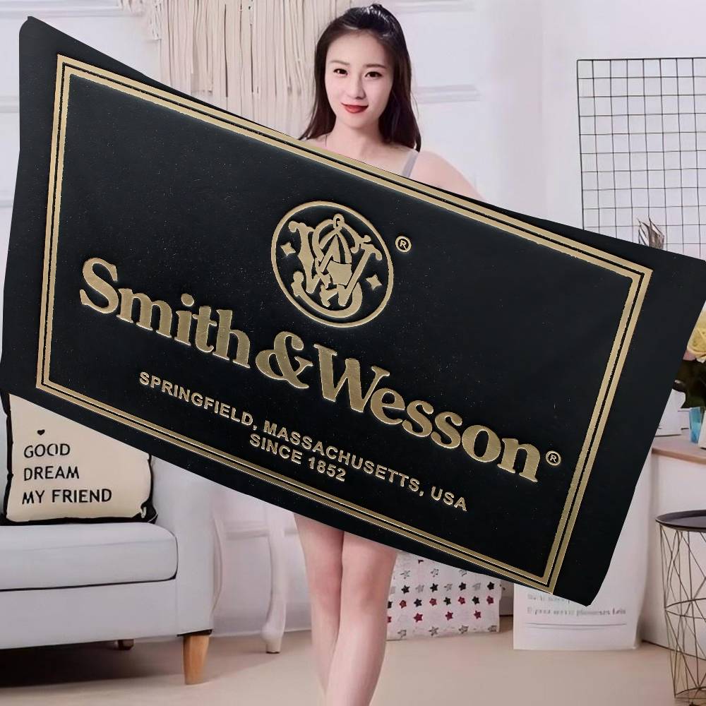 GUN Smith Wesson Bath Towel Microfiber Soft Water Absorbing Breathable For Girl Kids Decorative Cartoon Beach Towel