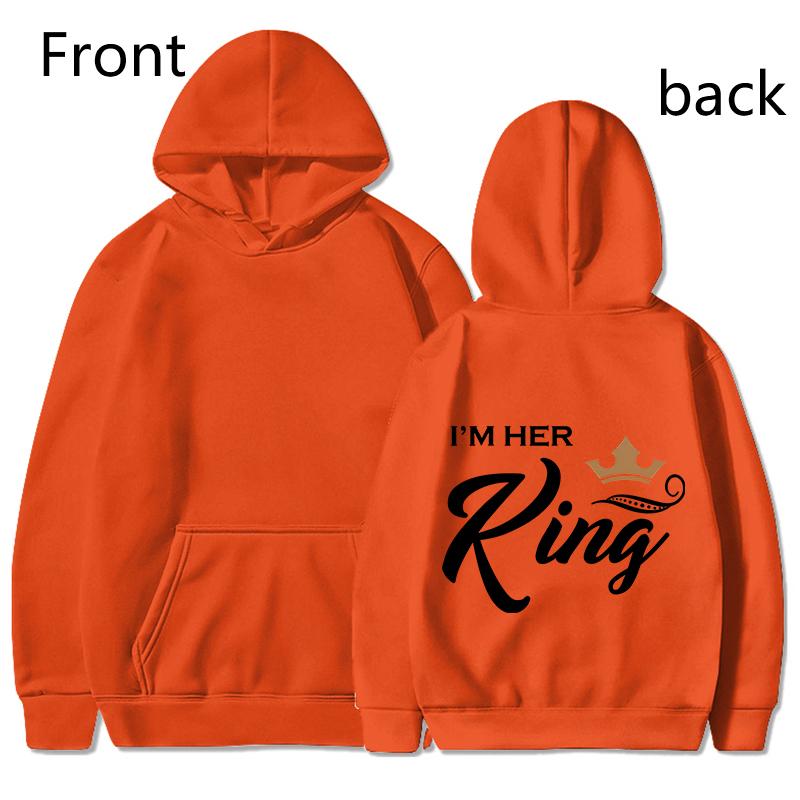Fashion King & Queen Couple Hoodies Long Sleeve Pullover Couples Matching Outfits Streetwear Lovers Clothes Valentine Day Gifts