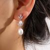 ZAKOL Three Leaves Zircon Teardrop Shape Zircons Drop Dangle Earrings for Women Gorgeous Romantic Bridal Earrings Wedding Zircon