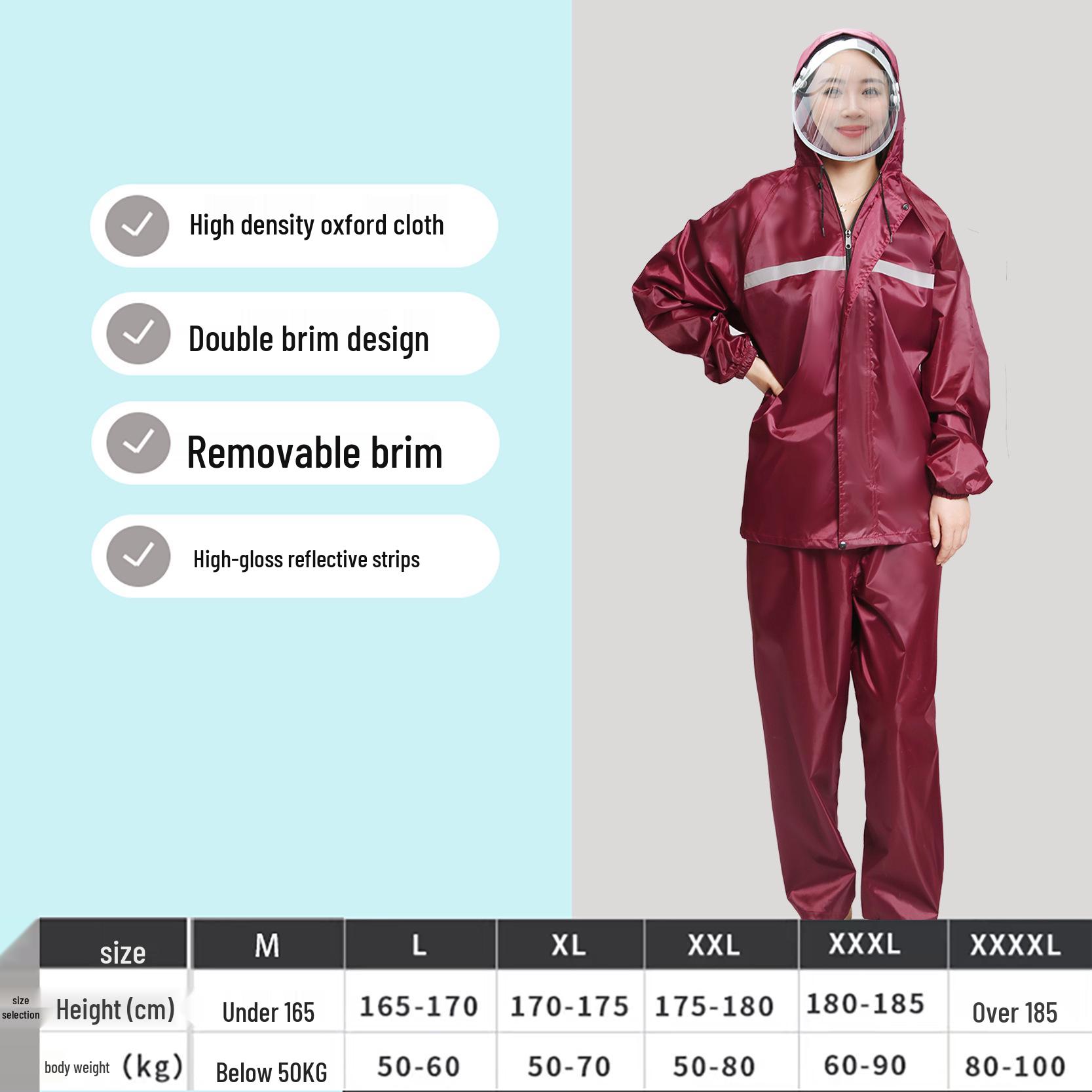 

Reflective Motorcycle Raincoat & Pants Set - Full Body Waterproof Riding Gear XXXXL
