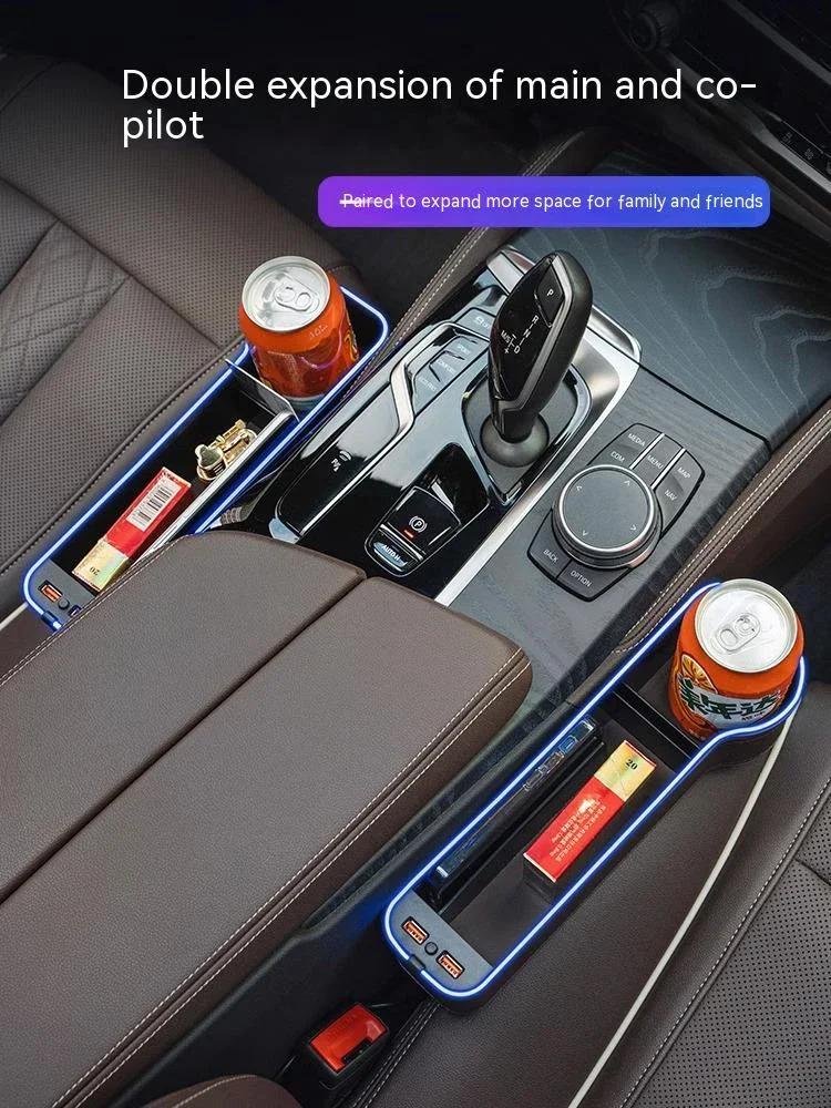2025 Neues Auto USB Farblicht Sitzaufbewahrungsbox Sitzspaltbox Für Skoda VRS Octavia Kodiaq Karoq Kamiq Scala Superb Yeti Fabia ENY