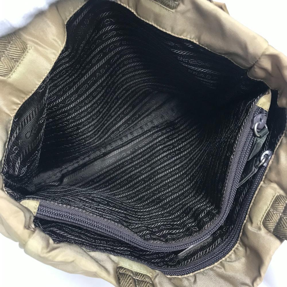 PRADA B9223 triangle logo Vertical Tote Bag Shoulder Bag Nylon Beige