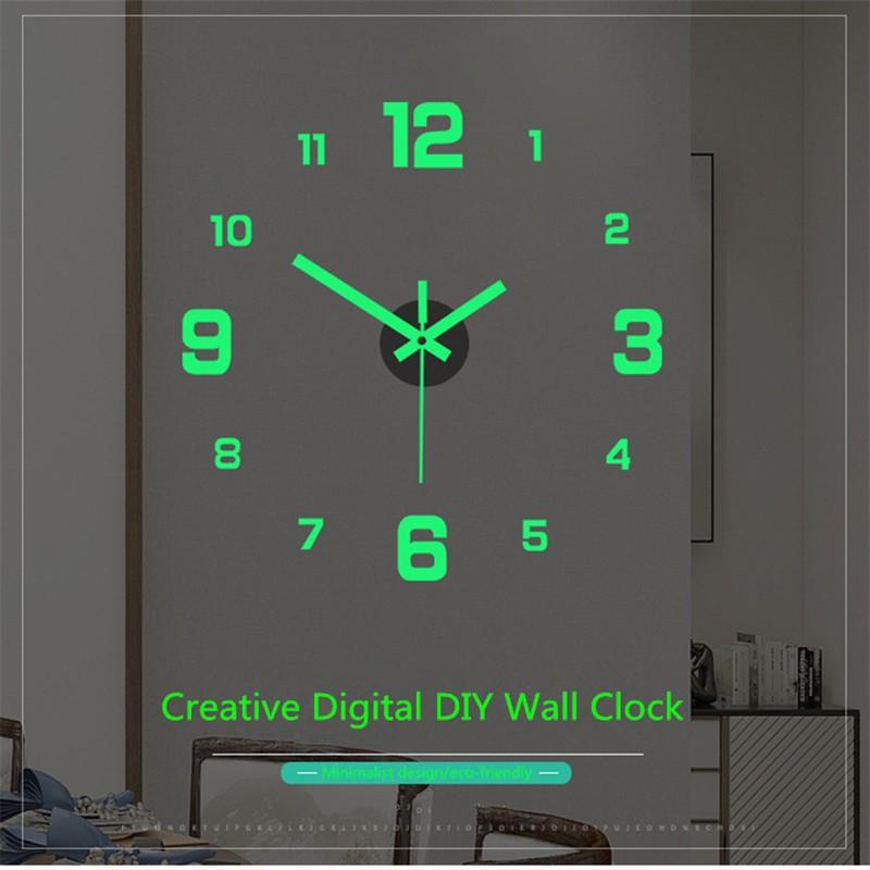 Wall Clock Glow At Night Frameless DIY Stereo Digital Clock for Home Living Room Office Wall Decroation