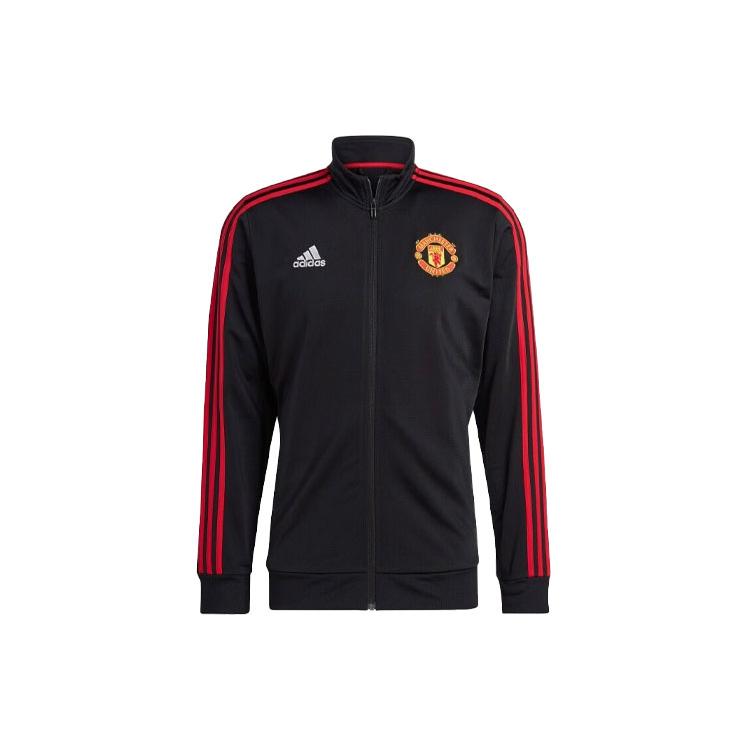 adidas Manchester United Retro Sports Stripes Stand Collar Jackets Men's Black IA8533