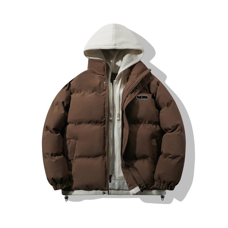 Fake zweiteilige baumwollgepolsterte Kleidung Herren Winter locker lässig verdickt warm baumwollgepolsterte Kleidung Jacke trendige Kapuzen-Baumwolljacke