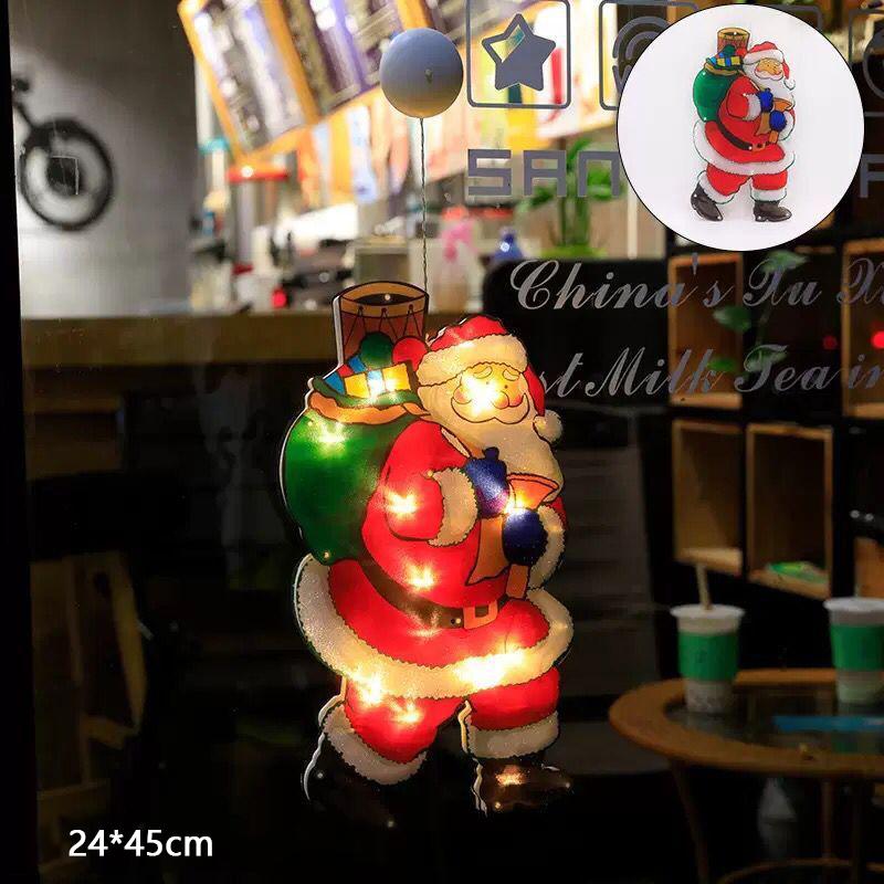 MAITA LED Luci a ventosa Babbo Natale Pupazzo di neve Luci da appendere alla finestra Luci decorative per l'albero di Natale