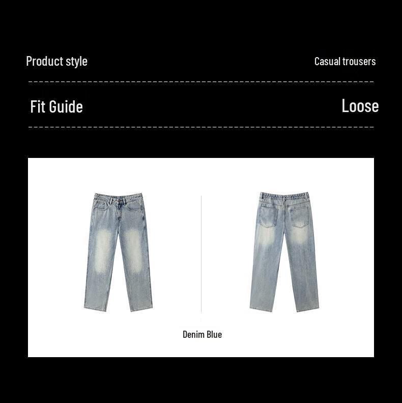 GXG Jeans Men's Fashion Retro Washed Loose Fit Denim Long Pants