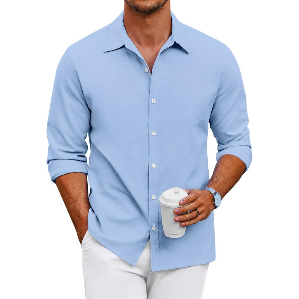 Men's Loose-fitting Casual Button-down Long-sleeved Shirt