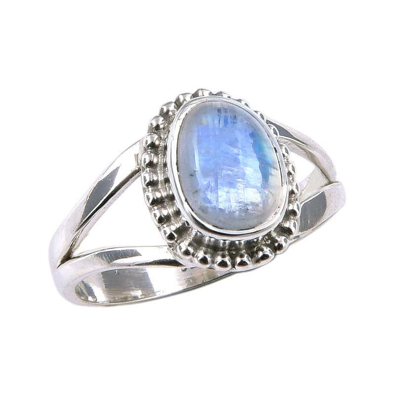 Natural Rainbow Moonstone Gemstone 925 Solid Sterling Silver Ring Size 5.5 e5s31