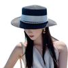 French Retro Pearl Celebrity Style Lafite Straw Hat Summer Breathable New Sun Hat Children Show Face Small Sun Protection Hat