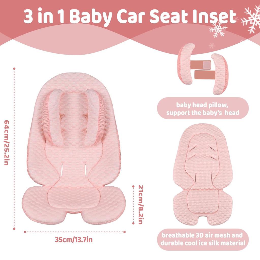 KAKIBLIN Infant Car Seat Insert for Baby To Newborn,Baby Head Support with Baby Head Pillow Breathable Fabric Baby Car Seat Head Support, Baby Car