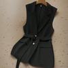 Women's Sleeveless Blazer Vest with Belt Multi Colors