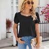 Camicetta a maniche corte a palloncino con scollo quadrato in tinta unita primavera estate Top ampio da donna