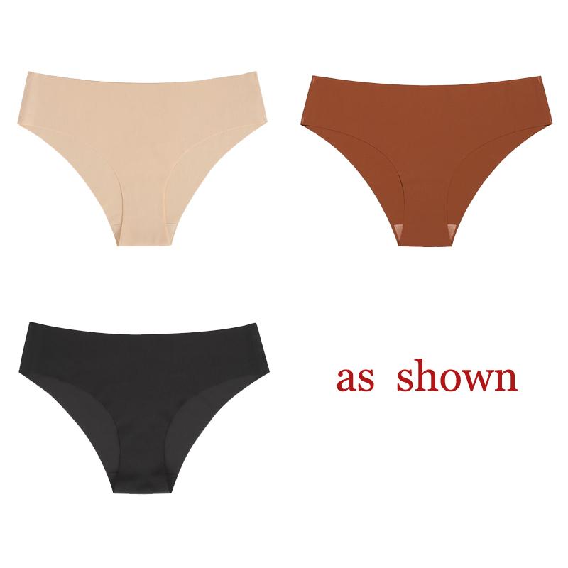 TERMEZY 3Pcs/Lot Sexy No Trace Panties for Women Ice Silk Low Waist Underwear Sports Lingerie G-string Briefs Female Intimates