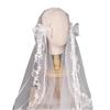 Seethrough Sheer Bridal Veils with Lace Trim French Bowknot Tulle Head Veils For Wedding Ceremonies And Special Occasion